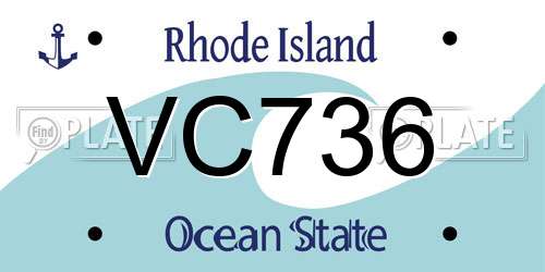 VC736 Rhode Island License Plate