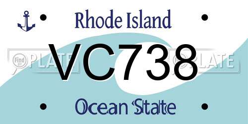 VC738 Rhode Island License Plate