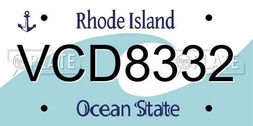 VCD8332 Rhode Island License Plate
