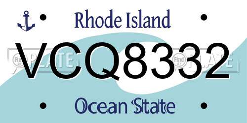 VCQ8332 Rhode Island License Plate