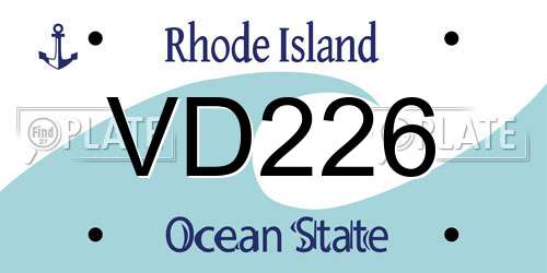 VD226 Rhode Island License Plate