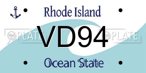 VD94 Rhode Island License Plate