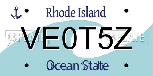 VE0T5Z Rhode Island License Plate