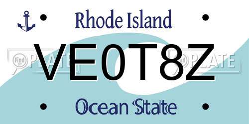 VE0T8Z Rhode Island License Plate