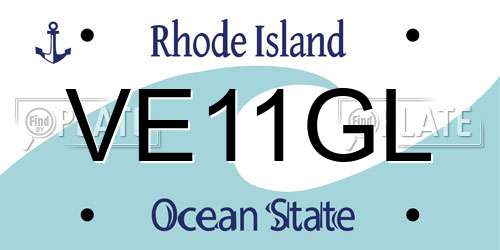 VE11GL Rhode Island License Plate