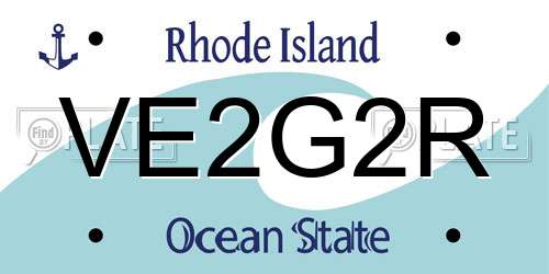 VE2G2R Rhode Island License Plate