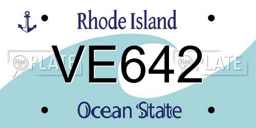 VE642 Rhode Island License Plate
