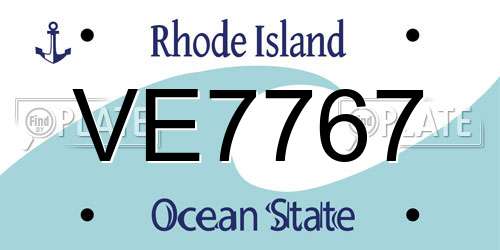 VE7767 Rhode Island License Plate