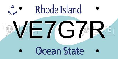 VE7G7R Rhode Island License Plate