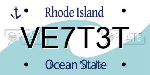 VE7T3T Rhode Island License Plate