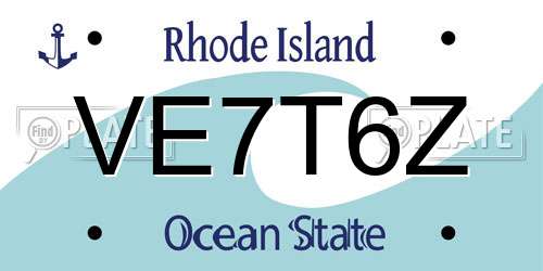 VE7T6Z Rhode Island License Plate