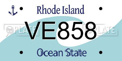 VE858 Rhode Island License Plate