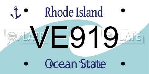 VE919 Rhode Island License Plate
