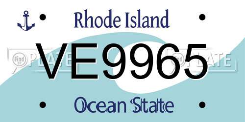 VE9965 Rhode Island License Plate