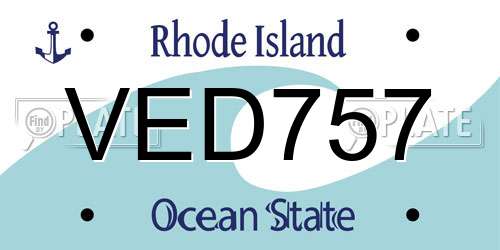 VED757 Rhode Island License Plate