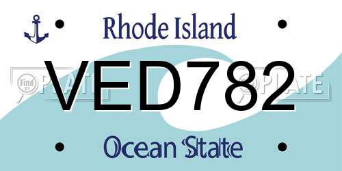 VED782 Rhode Island License Plate