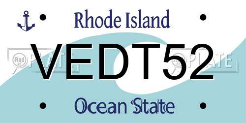 VEDT52 Rhode Island License Plate