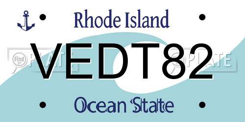 VEDT82 Rhode Island License Plate