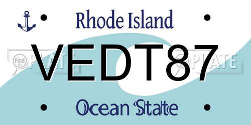 VEDT87 Rhode Island License Plate