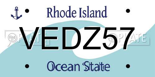 VEDZ57 Rhode Island License Plate