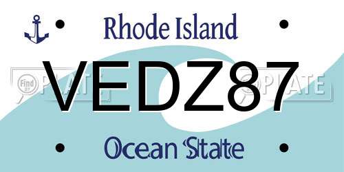VEDZ87 Rhode Island License Plate