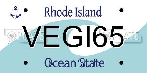 VEGI65 Rhode Island License Plate