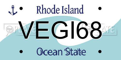 VEGI68 Rhode Island License Plate