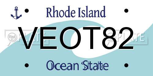 VEOT82 Rhode Island License Plate