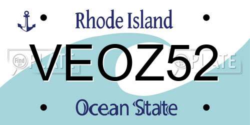 VEOZ52 Rhode Island License Plate