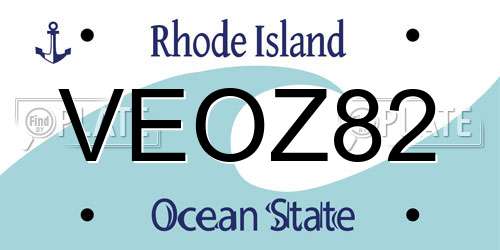 VEOZ82 Rhode Island License Plate