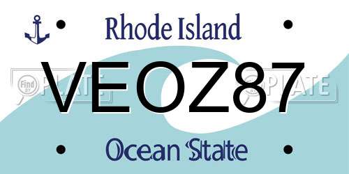 VEOZ87 Rhode Island License Plate