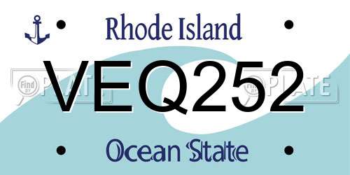 VEQ252 Rhode Island License Plate