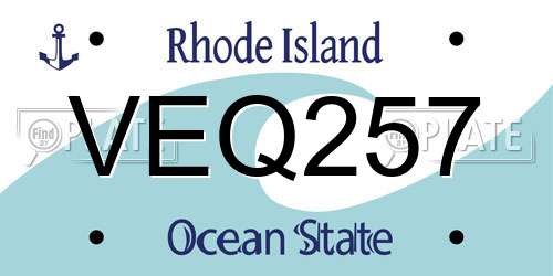 VEQ257 Rhode Island License Plate