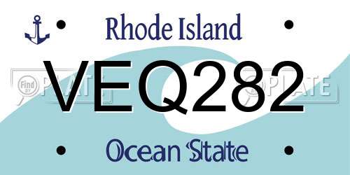 VEQ282 Rhode Island License Plate