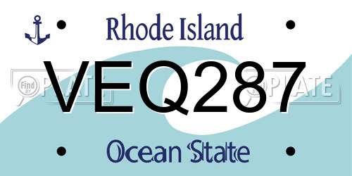 VEQ287 Rhode Island License Plate