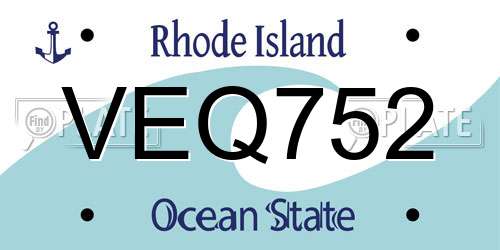 VEQ752 Rhode Island License Plate