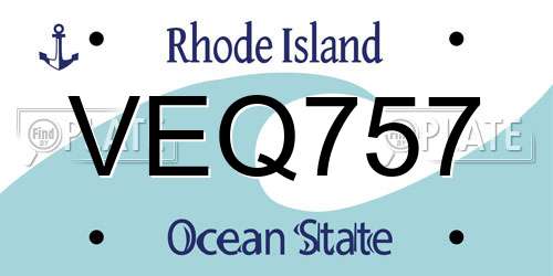 VEQ757 Rhode Island License Plate