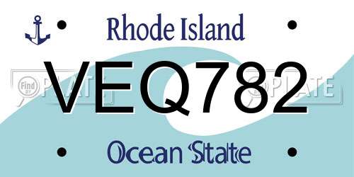VEQ782 Rhode Island License Plate