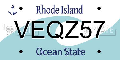 VEQZ57 Rhode Island License Plate