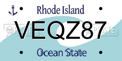 VEQZ87 Rhode Island License Plate