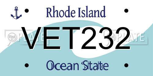 VET232 Rhode Island License Plate