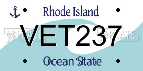 VET237 Rhode Island License Plate