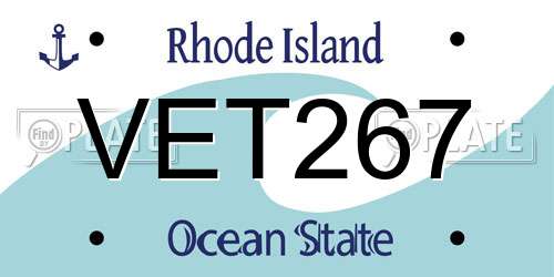 VET267 Rhode Island License Plate