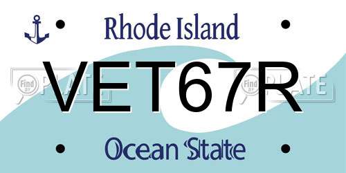 VET67R Rhode Island License Plate