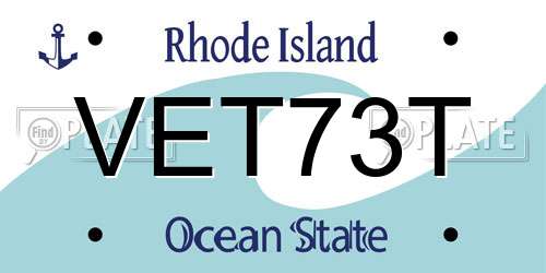 VET73T Rhode Island License Plate