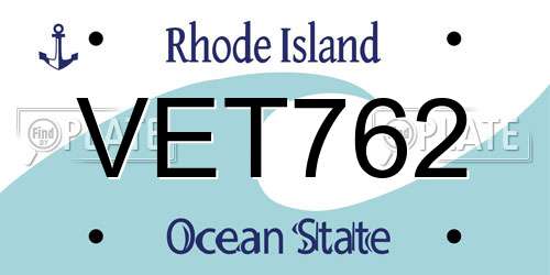 VET762 Rhode Island License Plate