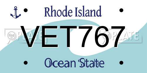 VET767 Rhode Island License Plate