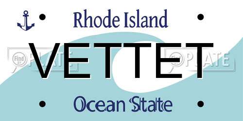 VETTET Rhode Island License Plate