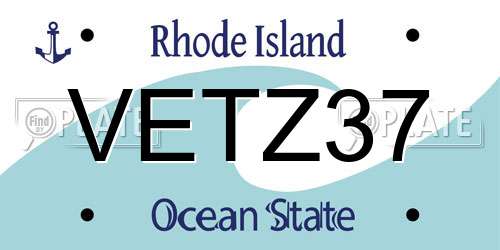 VETZ37 Rhode Island License Plate