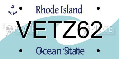 VETZ62 Rhode Island License Plate